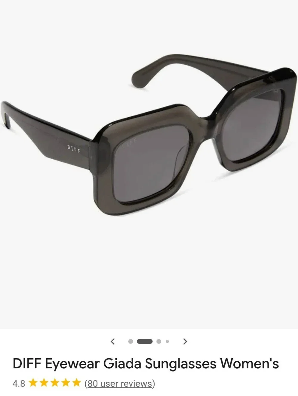 DIFF Eyewear Giada Grey Black Oversized Square Sunglasses